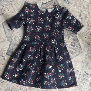 Petit Bateau girls dress, navy with flowers, size 8
